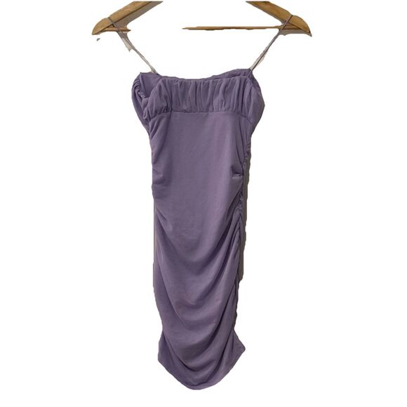 NWT Princess Polly Penney Dress Purple Ruched Mesh Mini Bodycon Size 0 - Picture 3 of 7